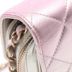 مملوكة مسبقًا حقيبة كتف شانيل ماتيلسي جلد الخروف وردية وذهبية