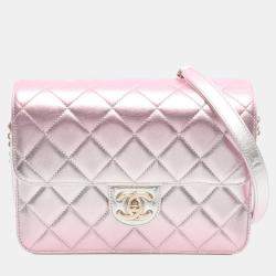 مملوكة مسبقًا حقيبة كتف شانيل ماتيلسي جلد الخروف وردية وذهبية