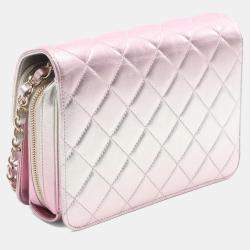 مملوكة مسبقًا حقيبة كتف شانيل ماتيلسي جلد الخروف وردية وذهبية