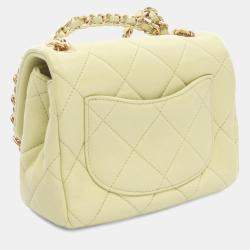 مملوكة مسبقًا حقيبة شانيل كتف صغيرة ميني ماتلاسيه جلد خراف مسكة حلقة أخضر