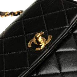 Pre Owned Chanel Matelasse Coco Mark Chain Shoulder Bag In Black Lambskin