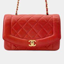 Pre Owned حقيبة كتف شانيل سلسلة ماتلاسي كوكو مارك ديانا جلد الحملان