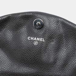 Pre Owned محفظة شانيل نصف دائرية سلسلة جلد كافيار CC