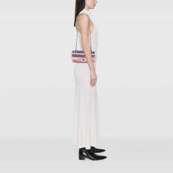 Pre Owned Chanel White Medium Classic Multicolor Cashmere Knit Single Flap