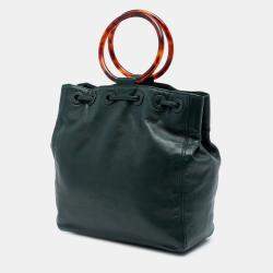 مملوكة مسبقًا Chanel Green CC Lambskin Tortoise Ring Drawstring Tote