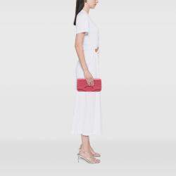 Pre Owned حقيبة كلتش شانيل وردية جلد العجل المكسر 31