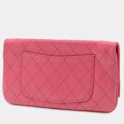 Pre Owned حقيبة كلتش شانيل وردية جلد العجل المكسر 31