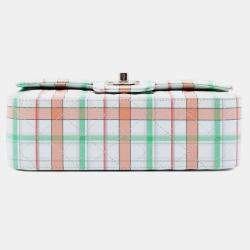 Pre Owned Chanel Green Mini Rectangular Classic Printed Calfskin Single Flap