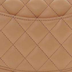 Pre Owned حقيبة شانييل كلاسيك جلد حمل بني مستطيل صغير قلاب واحد