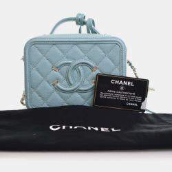 مملوكة مسبقًا Chanel Blue Small Caviar CC Filigree Vanity Case