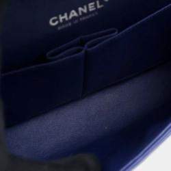 Pre Owned Chanel Blue Medium Classic Lambskin Double Flap