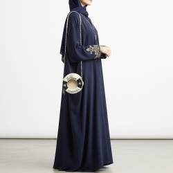 Pre Owned حقيبة دائرية شانيل لا بوسا جلد أبيض/أسود للإنقاذ