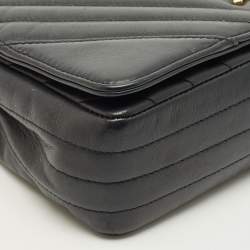 مملوكة مسبقًا Chanel Statement Medium Black Chevron Leather Flap Bag