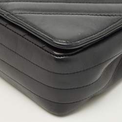 مملوكة مسبقًا Chanel Statement Medium Black Chevron Leather Flap Bag