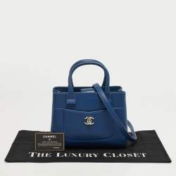 Pre Owned Chanel Neo Executive Mini Blue Leather Tote