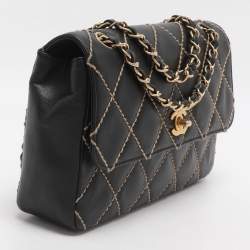 مملوكة مسبقًا Chanel Black Wild Stitch Surpique Quilted Leather Bag