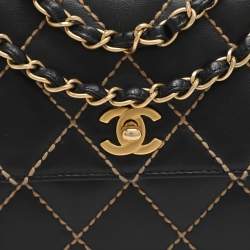 مملوكة مسبقًا Chanel Black Wild Stitch Surpique Quilted Leather Bag