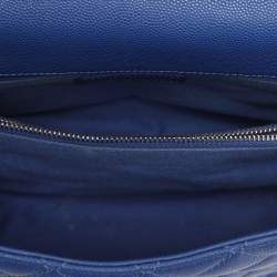 مملوكة مسبقًا Chanel Coco Blue/Burgundy Quilted Caviar Leather and Lizard Embossed Top Handle Bag