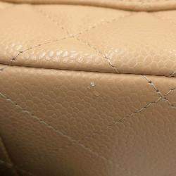 Pre Owned Chanel Matelasse Chain shoulder Bag Beige Caviar Leather Size 30