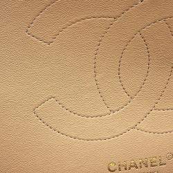 Pre Owned Chanel Matelasse Chain shoulder Bag Beige Caviar Leather Size 30