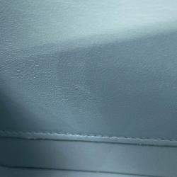 Pre Owned Chanel Matelasse W Flap Chain shoulder Bag Light Blue Caviar Leather Size 25