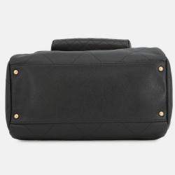 مملوكة مسبقًا Chanel Bowling Bag Black Caviar Leather Lambskin Size Large