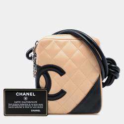 Pre Owned Chanel Black Brown Mini Lambskin Cambon Ligne Crossbody