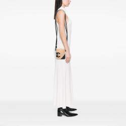 Pre Owned Chanel Black Brown Mini Lambskin Cambon Ligne Crossbody