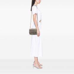 Pre Owned حقيبة فلاب مخططة شانيل ذهبية باريس سيول جلد معدني صغيرة