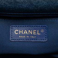 Pre Owned حقيبة فلاب مخططة شانيل ذهبية باريس سيول جلد معدني صغيرة