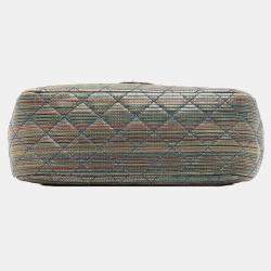 Pre Owned حقيبة فلاب مخططة شانيل ذهبية باريس سيول جلد معدني صغيرة