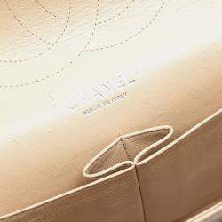 Pre Owned Chanel Beige Jumbo Classic Caviar Double Flap