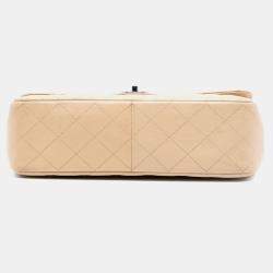 Pre Owned Chanel Beige Jumbo Classic Caviar Double Flap