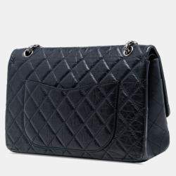Pre Owned حقيبة شانيل فلاپ مزدوجة 2.55 ريإيشو جلد عجول معتق أزرق 227