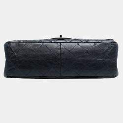 Pre Owned حقيبة شانيل فلاپ مزدوجة 2.55 ريإيشو جلد عجول معتق أزرق 227