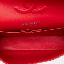 Pre Owned Chanel Black Medium Classic Bicolor Patent Double Flap