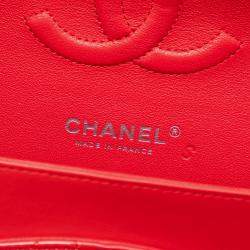 Pre Owned Chanel Black Medium Classic Bicolor Patent Double Flap