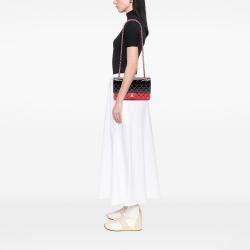Pre Owned Chanel Black Medium Classic Bicolor Patent Double Flap