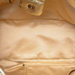 Pre Owned شانيل ذهبية مثقبة جلد الغنم أكورديون هوليوود فلاب