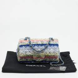 Pre Owned حقيبة شانيل ميني كلاسيك تويد وردي مبطن بقلاب