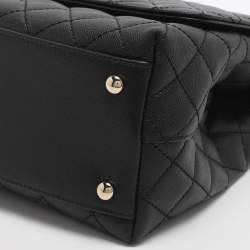 مملوكة مسبقًا حقيبة شانيل كوكو هاندل جلد كافيار مبطن أسود مقبض علوي كبير