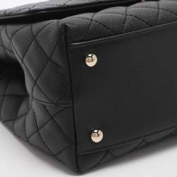 مملوكة مسبقًا حقيبة شانيل كوكو هاندل جلد كافيار مبطن أسود مقبض علوي كبير