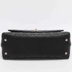 مملوكة مسبقًا حقيبة شانيل كوكو هاندل جلد كافيار مبطن أسود مقبض علوي كبير