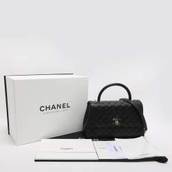 مملوكة مسبقًا حقيبة شانيل كوكو هاندل جلد كافيار مبطن أسود مقبض علوي كبير