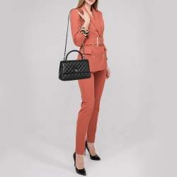 مملوكة مسبقًا حقيبة شانيل كوكو هاندل جلد كافيار مبطن أسود مقبض علوي كبير