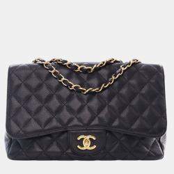 مملوكة مسبقًا Chanel Black Jumbo Classic Caviar Single Flap