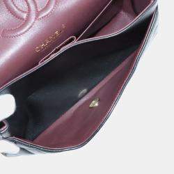 Pre Owned حقيبة بغطاء مزدوج كلاسيكية متوسطة شانيل سوداء جلد حملان