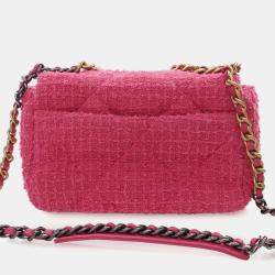 Pre Owned Chanel Pink Medium Tweed 19 Flap