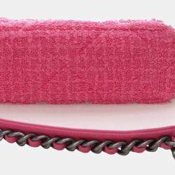 Pre Owned Chanel Pink Medium Tweed 19 Flap