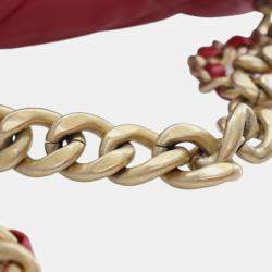 مملوكة مسبقًا حقيبة شانيل حمراء جلد حملان كبيرة 19 قلاب